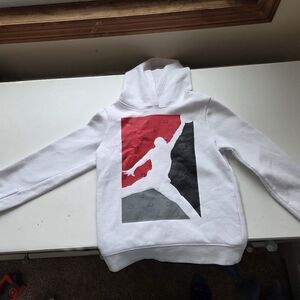 Jordan White Hoodie with Red Logo
